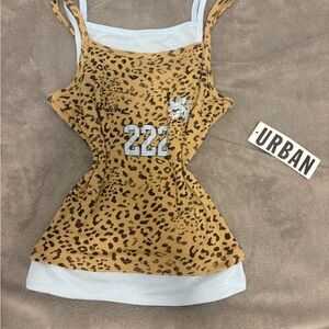 BDG Leopard Print Camisole - Tan and White